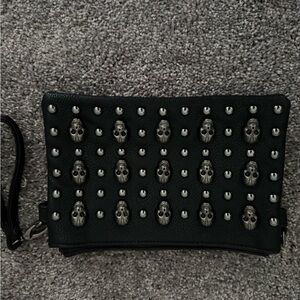 Black Studded Skull Wristlet